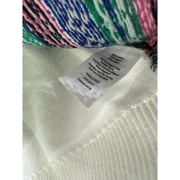 Talbots Fair‎ Isle Multicolor Long Sleeve Cotton Blend Cardigan, Size XL - Picture 5 of 7